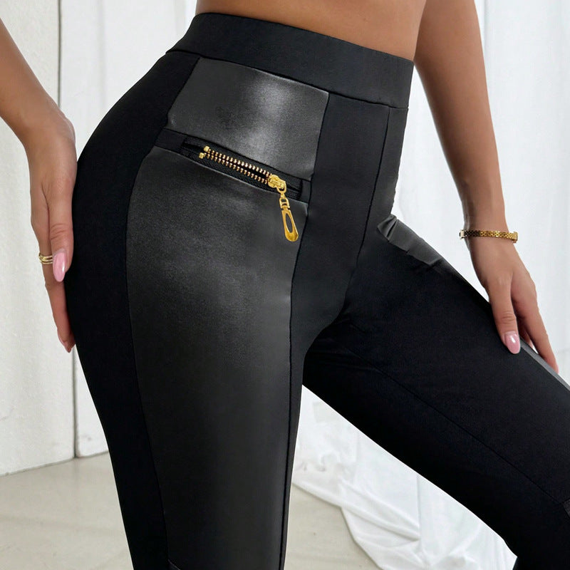 Black High Waist Stretch Feet Black Trousers Tight Pencil Magic Pants